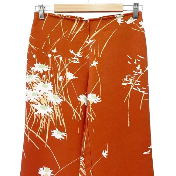 Urban Outfitters UO Dalila Low-Rise Retro 70s Floral Flare Pant Rust Size Small - Picture 7 of 13